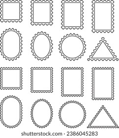 Postage stamp style vector illustration set