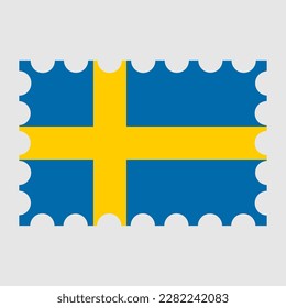 Postage stamp with Sweden flag. Vector illustration.