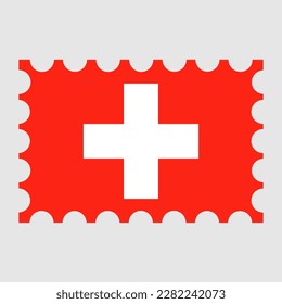 Sello de rehenes con bandera de Suiza. Ilustración vectorial.