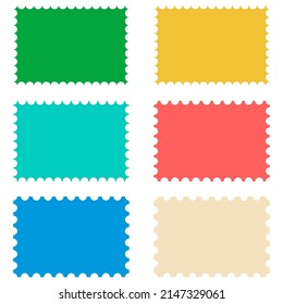 Postage Stamp Template, Perforated Outline Of Postage Stamp Tear Line Set