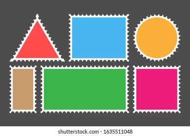 Postage stamp template. Set of blank stamps. Vector stock illustration.