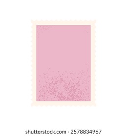 Postage stamp textured frame. Blank empty mail postcard. Vector hand drawn flat illustration isolated on white background. Perforated paper mark template.