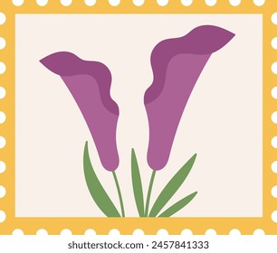 Estampilla Con Flores Tropicales Ilustración vectorial