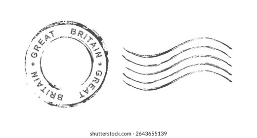 Postage stamp United Kingdom. Rubber postal stamp UK. Vintage vector illustration in grunge style.