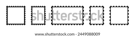 Postage stamp vector icons. Postage stamp set. Mockup postage stamps. Blank postage stamp borders templates. 