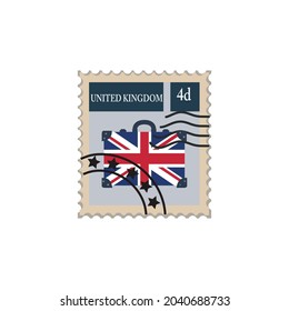 Сanceled postage stamp. Vector mark illustration for gluing on the envelope. United kingdom.