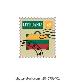 С sello postal. Ilustración de marca vectorial para el pegado en el sobre. Lituania.