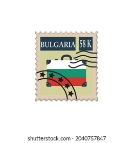 Сanceled postage stamp. Vector mark illustration for gluing on the envelope. Bulgaria.