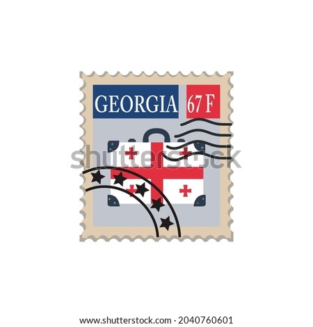 Сanceled postage stamp. Vector mark illustration for gluing on the envelope. Georgia.