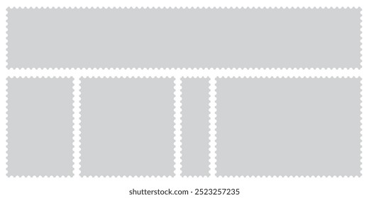 postage stamp vector on a background, vector illustration,   postage stamp border set  vectors, blank postage stamp in flat design