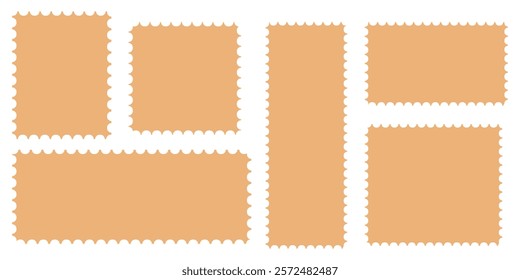 postage stamp vector on a background, vector illustration, postage stamp border set vectors, blank postage stamp in flat design