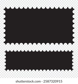 postage stamp vector on a background. postage stamp border set vectors, blank postage stamp in flat design. Vintage blank postage stamps. Collection perforated paper mark.