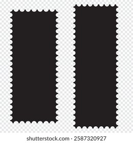 postage stamp vector on a background. postage stamp border set vectors, blank postage stamp in flat design. Vintage blank postage stamps. Collection perforated paper mark.