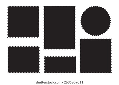 postage stamp vector on a background, vector illustration, postage stamp border set vectors, blank postage stamp in flat design