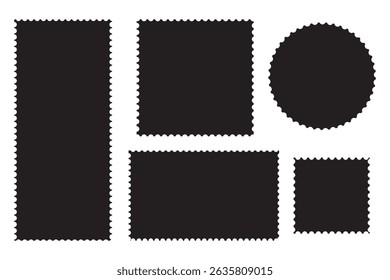 postage stamp vector on a background, vector illustration, postage stamp border set vectors, blank postage stamp in flat design