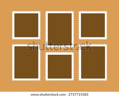 Postage stamp vector, perforated frame template, mail border illustration, vintage stamp mockup, retro postal design, and photo frame outline graphic.