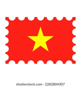 Postage stamp with Vietnam flag. Vector illustration.