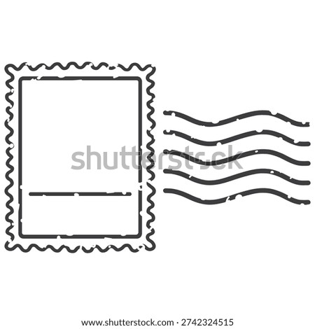 Postage Stamp with Wavy Lines Icon