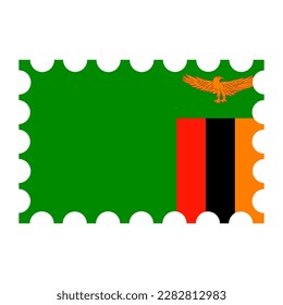 Estampilla con bandera de Zambia. Ilustración vectorial.
