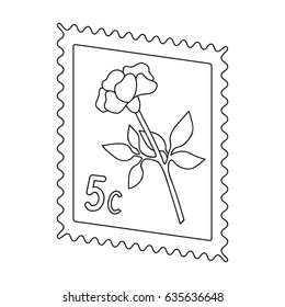 Postage Stamp.Mail and postman single icon in outline style vector symbol stock illustration web.
