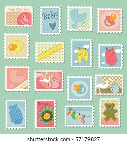 Postage stamps with baby theme