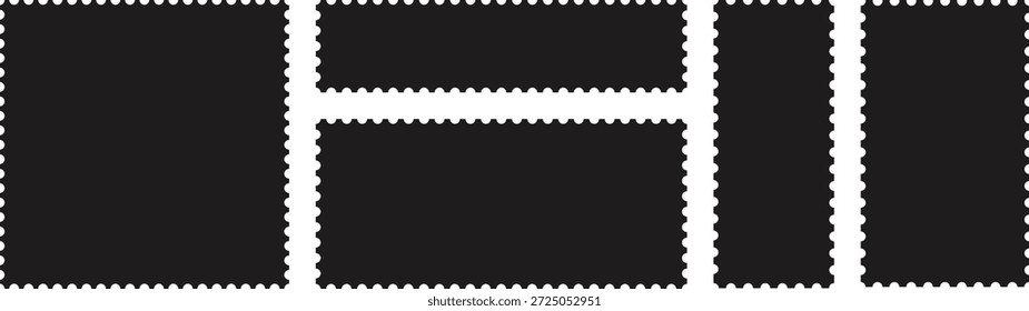 Postage Stamps Black Blank Rectangle Vector Set