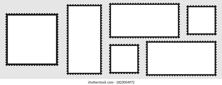 Postage Stamps. Blank Postage Stamps collection. Dark Postage Stamp, isolated. Vector illustration. Eps10