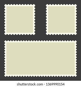 Postage Stamps collection. Postage Stamps in flat design. Blank Postage Stamps on black background. Eps10