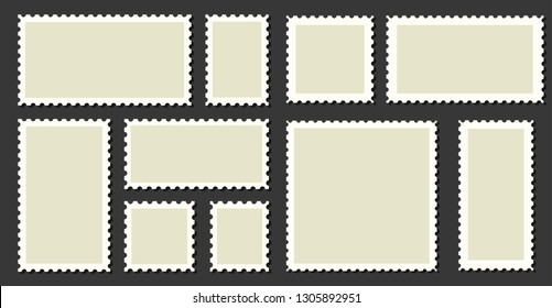 Postage stamps frames set on background. Vector illustration.