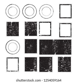 Postage stamps in grunge style. Set of textured postmarks . vector collection of vintage post marks.
