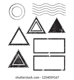 Postage stamps in grunge style. Set of textured postmarks . vector collection of vintage post marks.