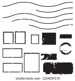 Postage stamps in grunge style. Set of textured postmarks . vector collection of vintage post marks.