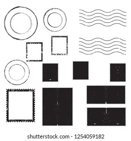 Postage stamps in grunge style. Set of textured postmarks . vector collection of vintage post marks.