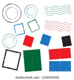 Postage stamps in grunge style. Set of textured postmarks . vector collection of vintage post marks.