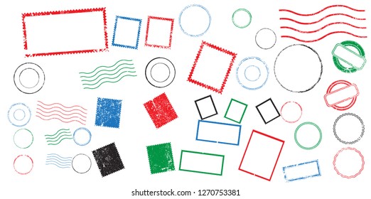 Postage stamps in grunge style. Set of textured postmarks . vector collection of vintage post marks.