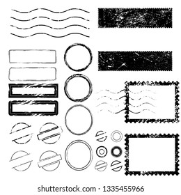 Postage stamps in grunge style. Set of textured postmarks . vector collection of vintage post marks.