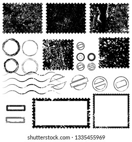 Postage stamps in grunge style. Set of textured postmarks . vector collection of vintage post marks.