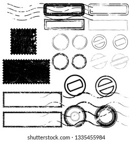 Postage stamps in grunge style. Set of textured postmarks . vector collection of vintage post marks.