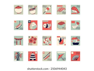 Postage Stamps Japanese Culture Element