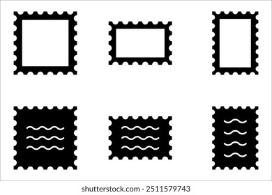 Postage stamps linear icon set. Collecting rare postmarks hobby, vector illustration on white background