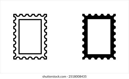 Conjunto de ícones lineares de carimbos postais. Coletando carimbos raros hobby, ilustração vetorial sobre fundo branco