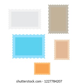 Postage stamps and mail stamp. Set of postal stamp frame background