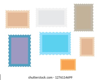 Postage stamps and mail stamp. Set of postal stamp frame background