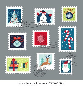 Postage stamps set for Christmas. 