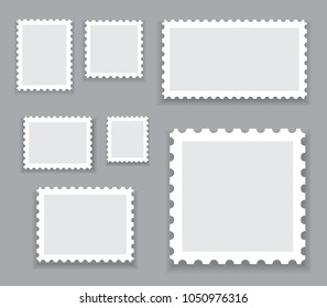 	
Postage stamps set isolated on gray background. Collection of trendy postage stamps for web site, app, poster, placard and wallpaper. Creative art concept, vector illustration eps 10