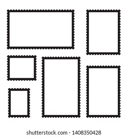 Postage stamps silhouettes. Marks icons for postcards and travel postal cards