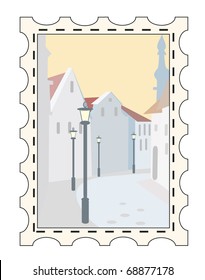 postage stamps - snow town