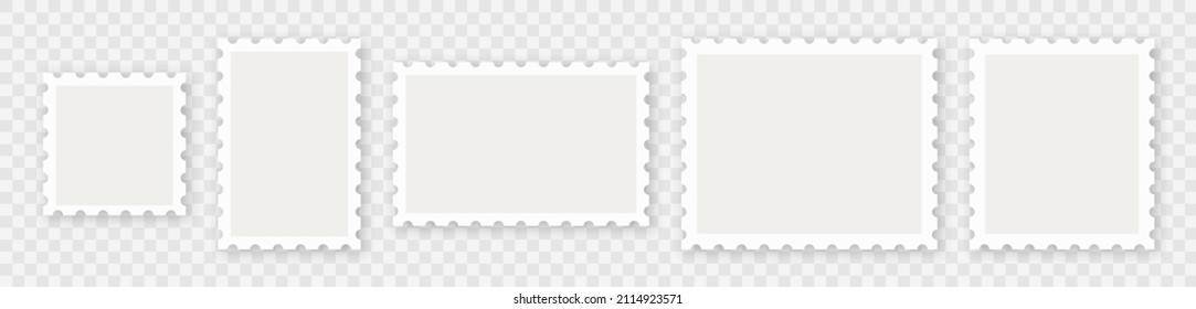 Postage stamps template. Blank frame of postal stamp for mail envelope. Vector illustration.	