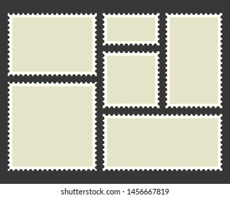 Postage stamps template. Blank rectangle and square postage stamps.