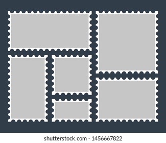 Postage stamps template. Blank rectangle and square postage stamps.